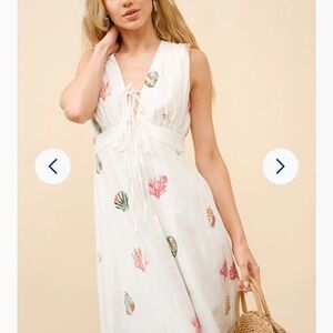 NWT Off White Seashell Embroidered Maxi Dress